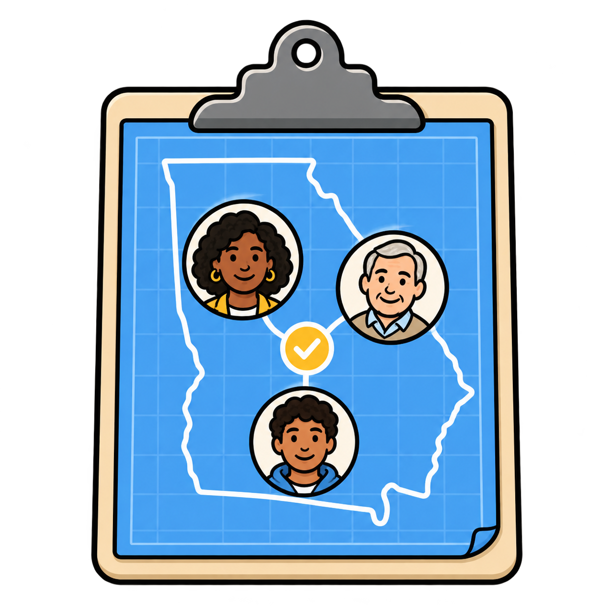A Georgia coalition blueprint with voters connected together.