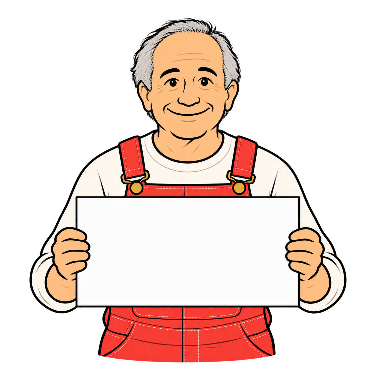 Illustrated respondent facing forward and holding a white sign.